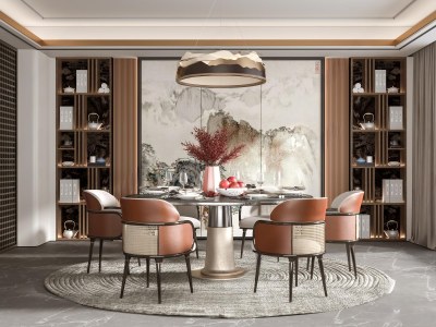 新中式餐厅3D模型下载